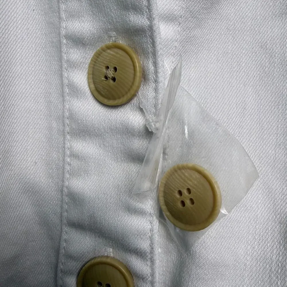 AnyBody White Twill Utility Jean Jacket Womens Small NWOT Spring Summer